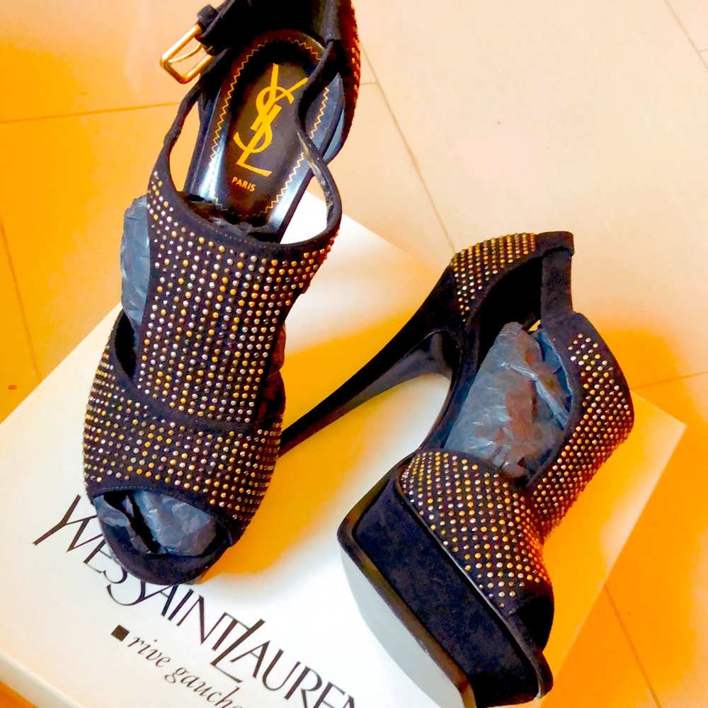 Ysl studded Gold tribute sandal